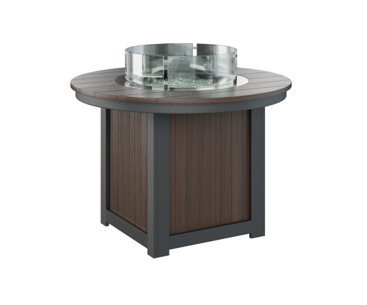 Berlin Gardens Donoma 44″ Round Dining Fire Pit Table in Brazilian Walnut on Black