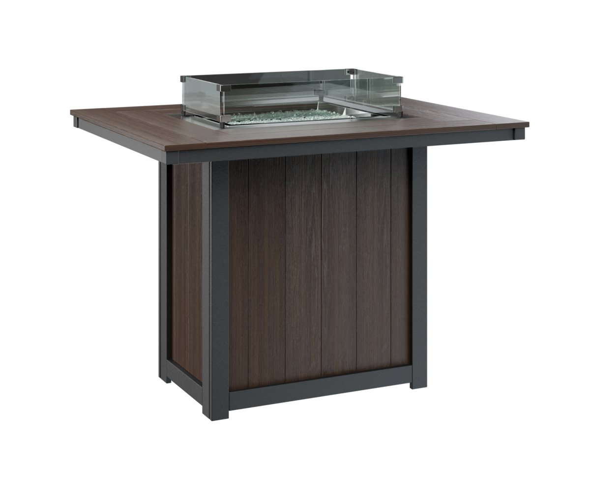 Berlin Gardens Donoma 54″ Rectangular Bar Fire Pit Table in Brazilian Walnut on Black