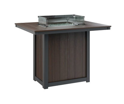 Berlin Gardens Donoma 54″ Rectangular Bar Fire Pit Table in Brazilian Walnut on Black