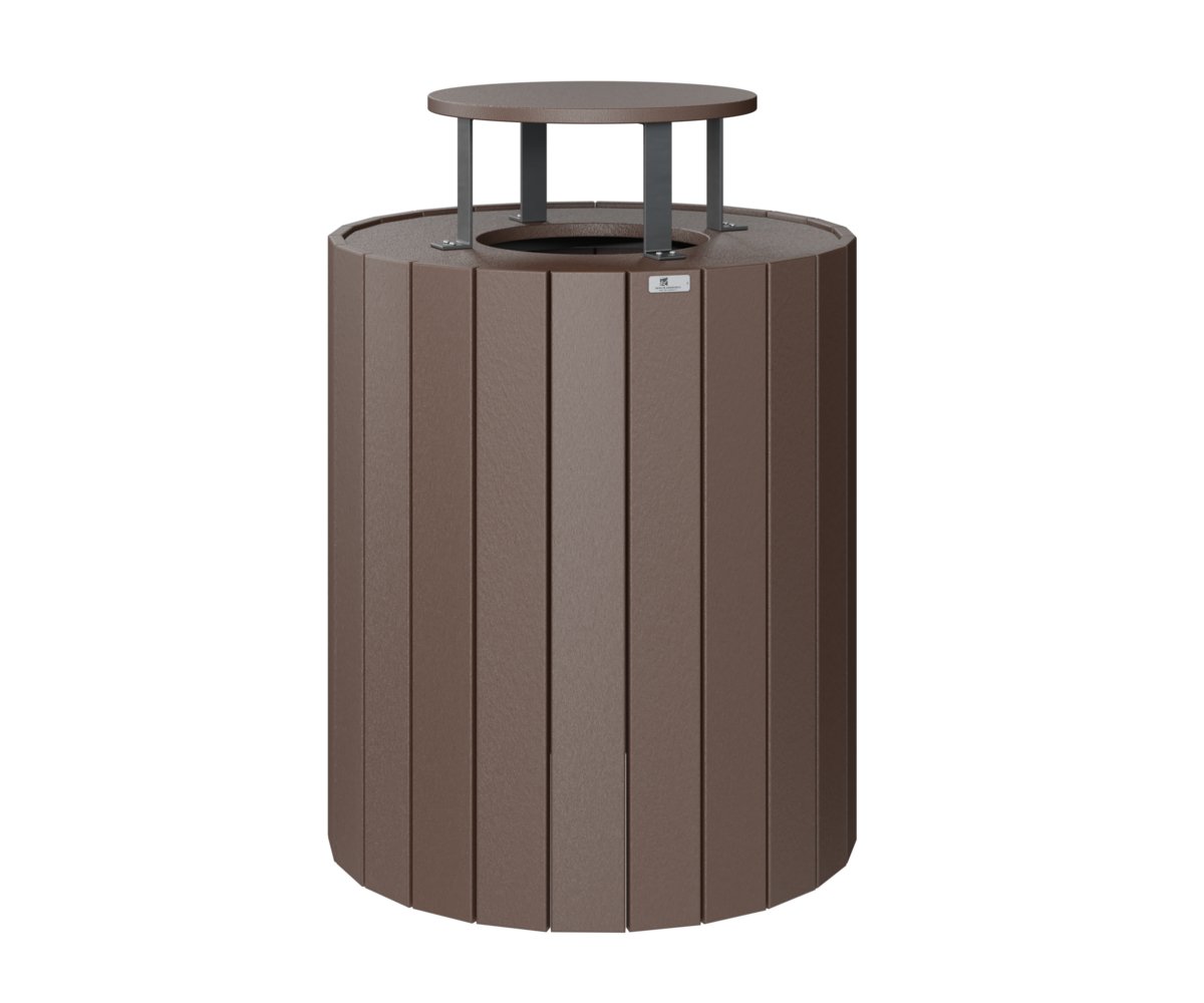 Berlin Gardens Rain Guard for Round Trash Can in Chocolate Brown