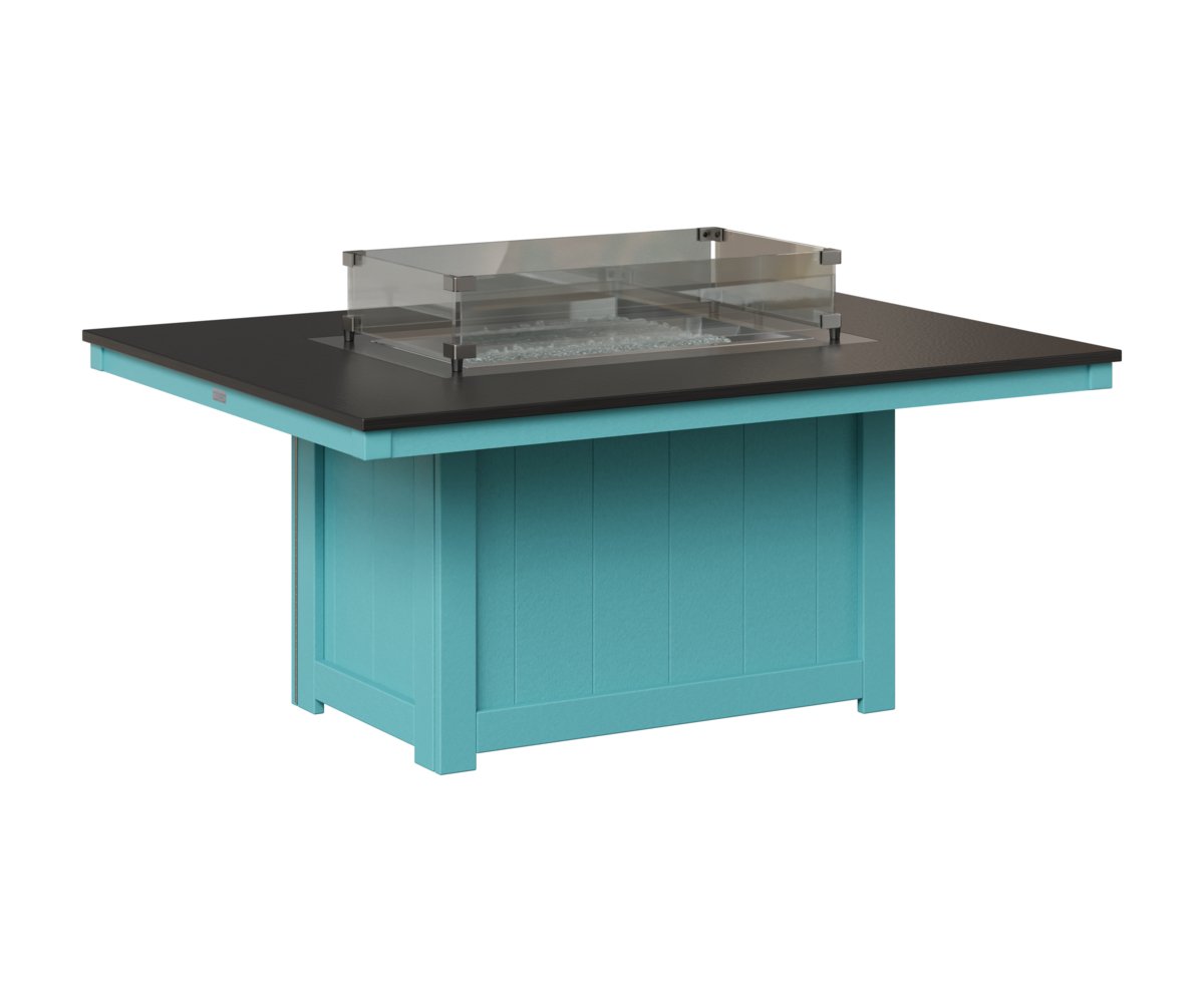 Berlin Gardens Donoma Rectangular Fire Pit Table with Hammered Top view 4