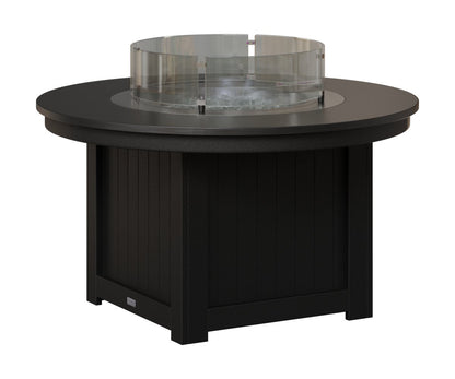 Berlin Gardens Donoma Round Fire Pit Table with Hammered Top in Hammered Black on Black