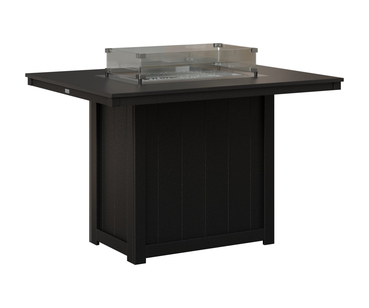 Berlin Gardens Donoma 54″ Rectangular Counter Height Fire Pit Table with Hammered Top in Hammered Black on Black