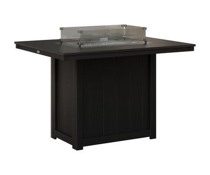 Berlin Gardens Donoma 54″ Rectangular Counter Height Fire Pit Table with Hammered Top in Hammered Black on Black