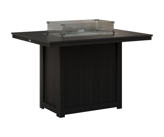 Berlin Gardens Donoma 54″ Rectangular Counter Height Fire Pit Table with Hammered Top in Hammered Black on Black