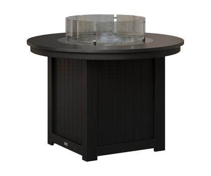 Berlin Gardens Donoma 44″ Round Dining Fire Pit Table with Hammered Top in Hammered Black on Black