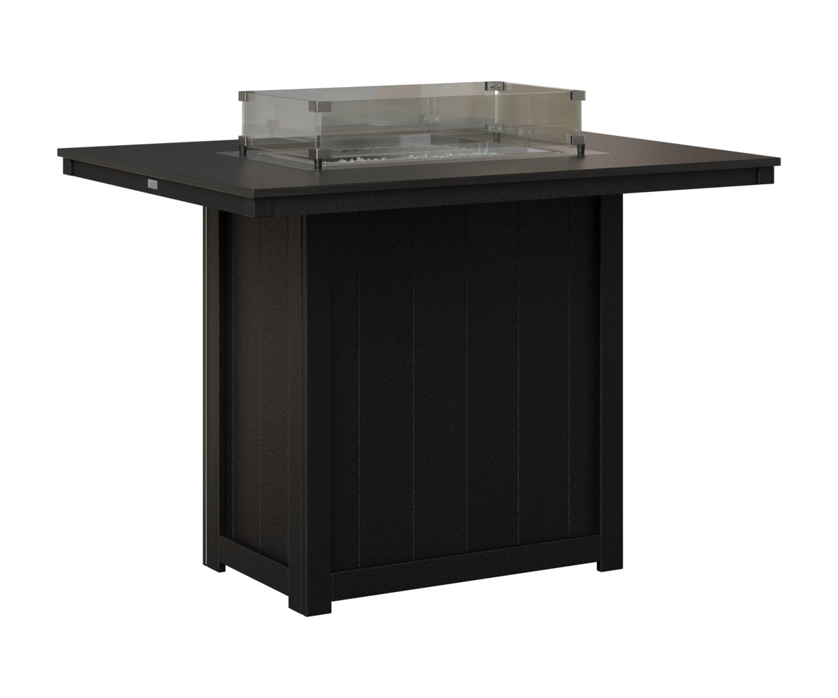 Berlin Gardens Donoma 54″ Rectangular Bar Fire Pit Table with Hammered Top in Hammered Black on Black