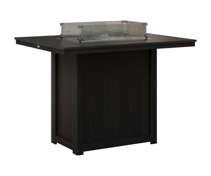 Berlin Gardens Donoma 54″ Rectangular Bar Fire Pit Table with Hammered Top in Hammered Black on Black