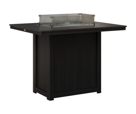 Berlin Gardens Donoma 54″ Rectangular Bar Fire Pit Table with Hammered Top in Hammered Black on Black
