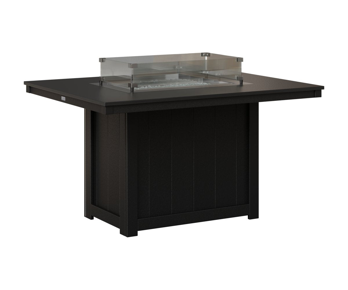 Berlin Gardens Donoma 54″ Rectangular Dining Fire Pit Table with Hammered Top in Hammered Black on Black