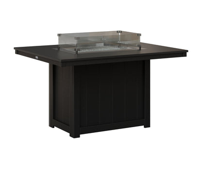 Berlin Gardens Donoma 54″ Rectangular Dining Fire Pit Table with Hammered Top in Hammered Black on Black