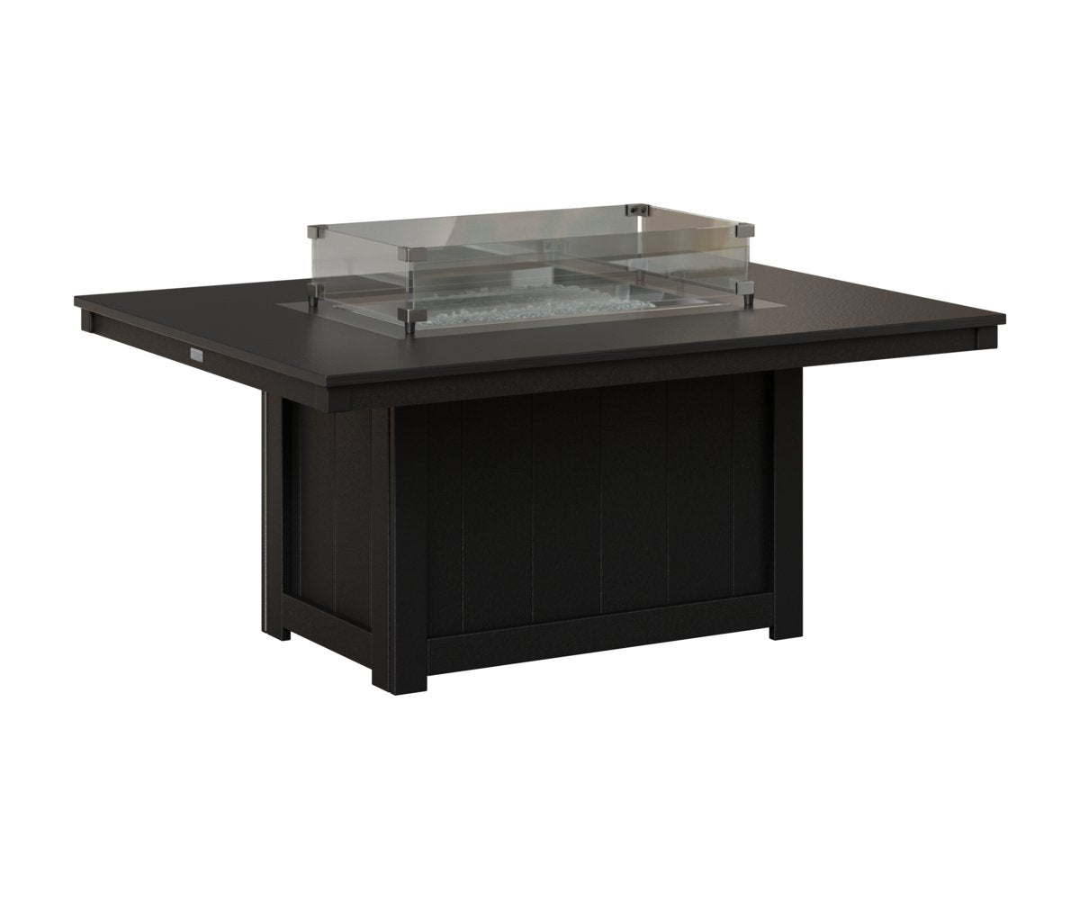 Berlin Gardens Donoma Rectangular Fire Pit Table with Hammered Top in Hammered Black on Black
