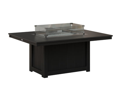Berlin Gardens Donoma Rectangular Fire Pit Table with Hammered Top in Hammered Black on Black