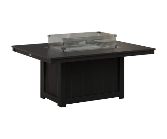 Berlin Gardens Donoma Rectangular Fire Pit Table with Hammered Top in Hammered Black on Black