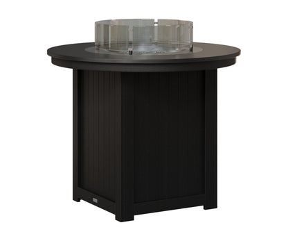 Berlin Gardens Donoma 44″ Round Counter Height Fire Pit Table with Hammered Top in Hammered Black on Black