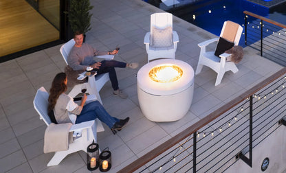 Ledge Halo Propane 40" Firepit with Set of 4 Adirondack Chairs