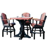 LuxCraft 41" Square Table Outdoor Dining Set with Adirondack Swivel Chairs