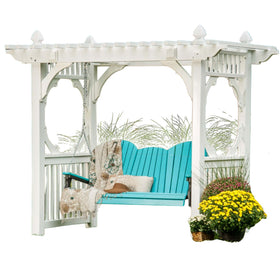 LuxCraft 5' Adirondack Swing Set with Classic Vinyl White Swing Stand