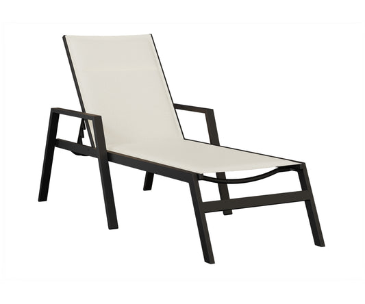 Berlin Gardens Vida Padded Sling Chaise Lounge — Matte Black frame