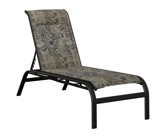 Berlin Gardens Murphy Padded Sling Chaise Armless Lounge — Matte Black frame