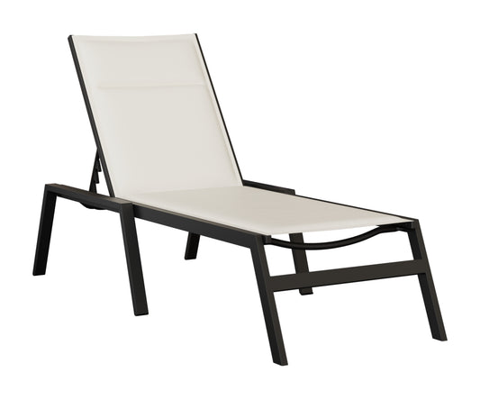 Berlin Gardens Vida Padded Sling Chaise Armless Lounge — Matte Black frame