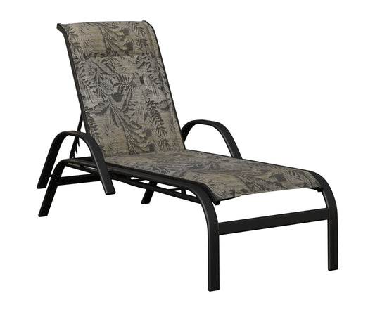 Berlin Gardens Murphy Padded Sling Chaise Lounge — Matte Black frame