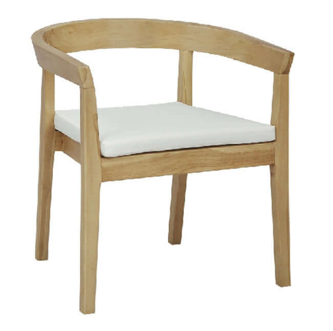 Panama Jack outdoor dining armchair made with Grade-A teak wood for a natural wood finish with cushions