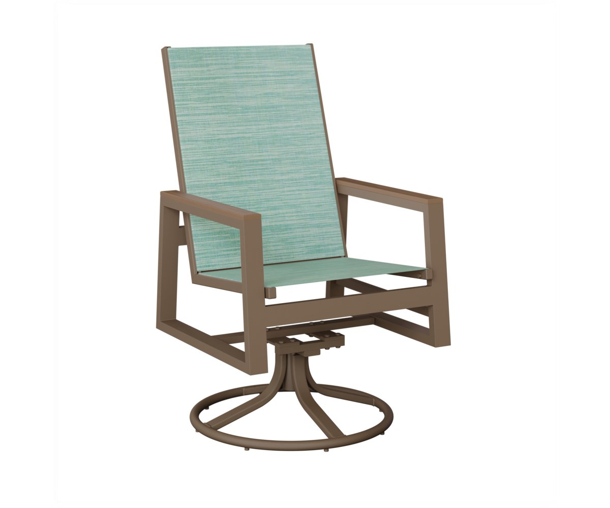 Berlin Gardens Vida Padded Sling High Back Swivel Rocker Dining Chair view 2