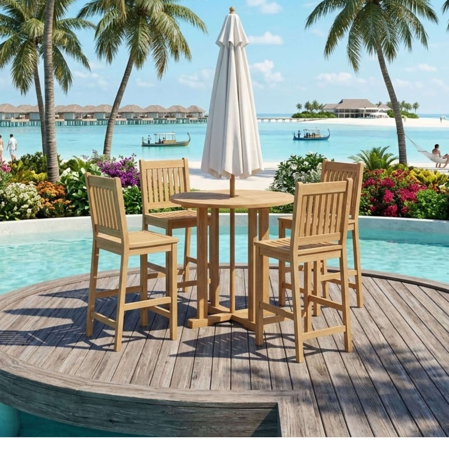 Anderson Teak Bahama Avalon 5-Piece Round Bar Set