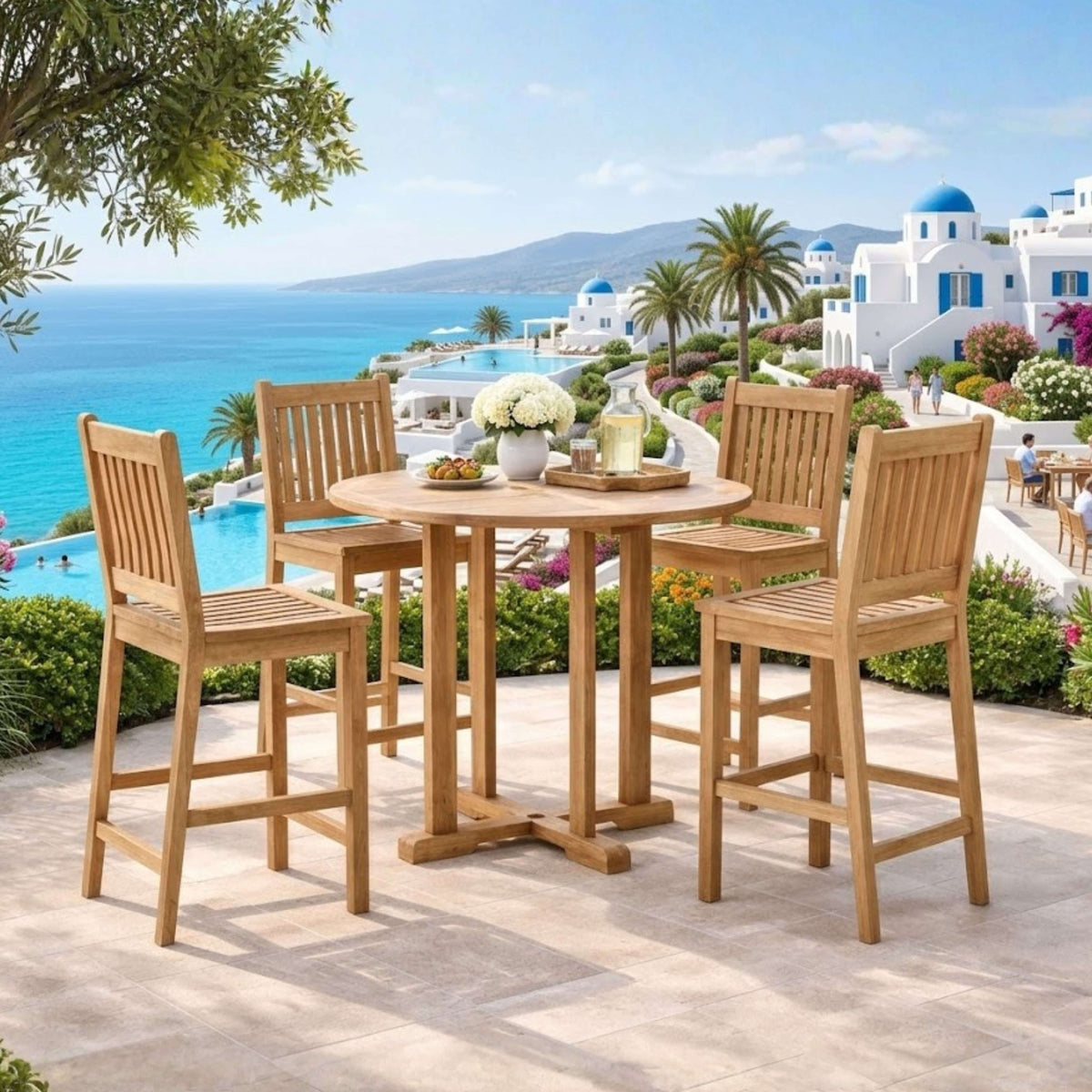 Anderson Teak Bahama Avalon 5-Piece Round Bar Set