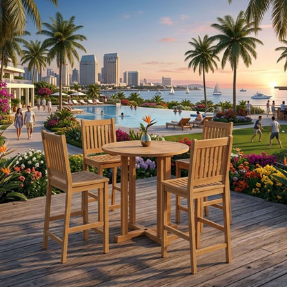 Anderson Teak Bahama Avalon 5-Piece Round Bar Set