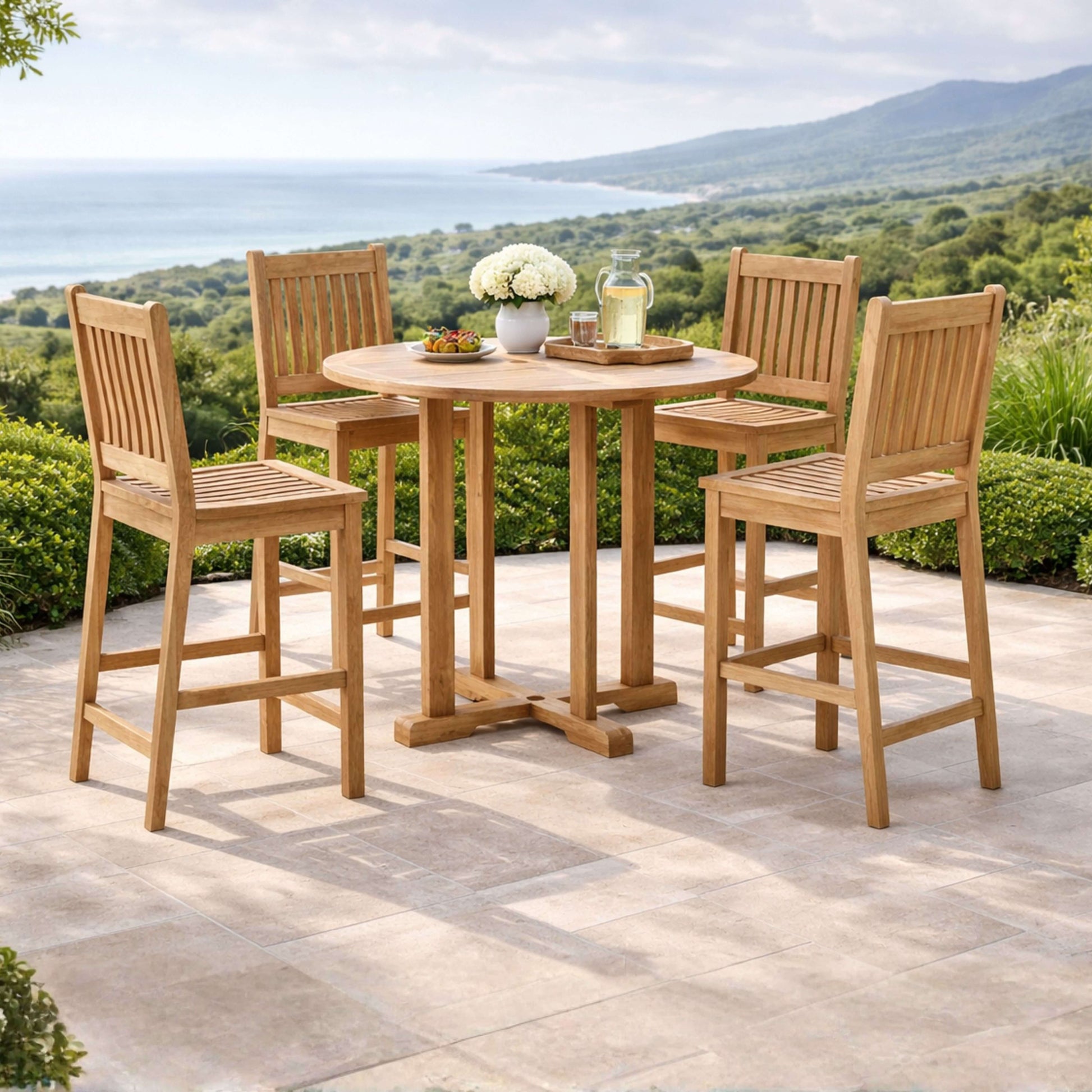 Anderson Teak Bahama Avalon 5-Piece Round Bar Set