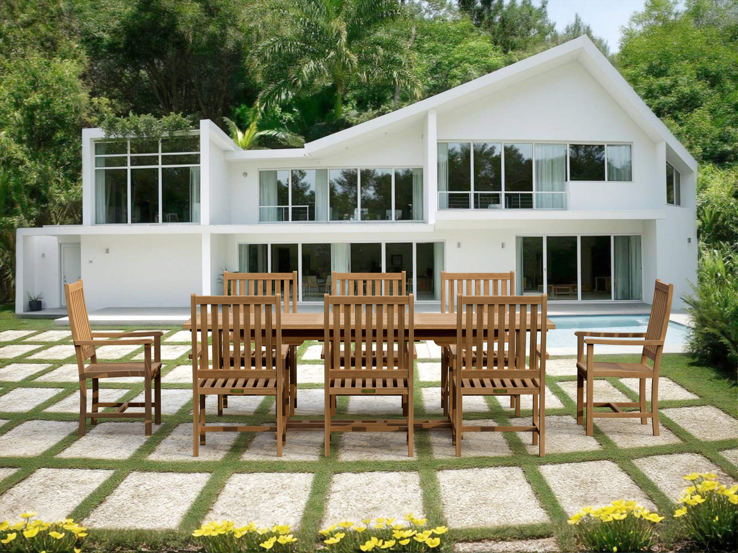 Anderson Teak Bahama Wilshire 9-Piece Extension Dining Set