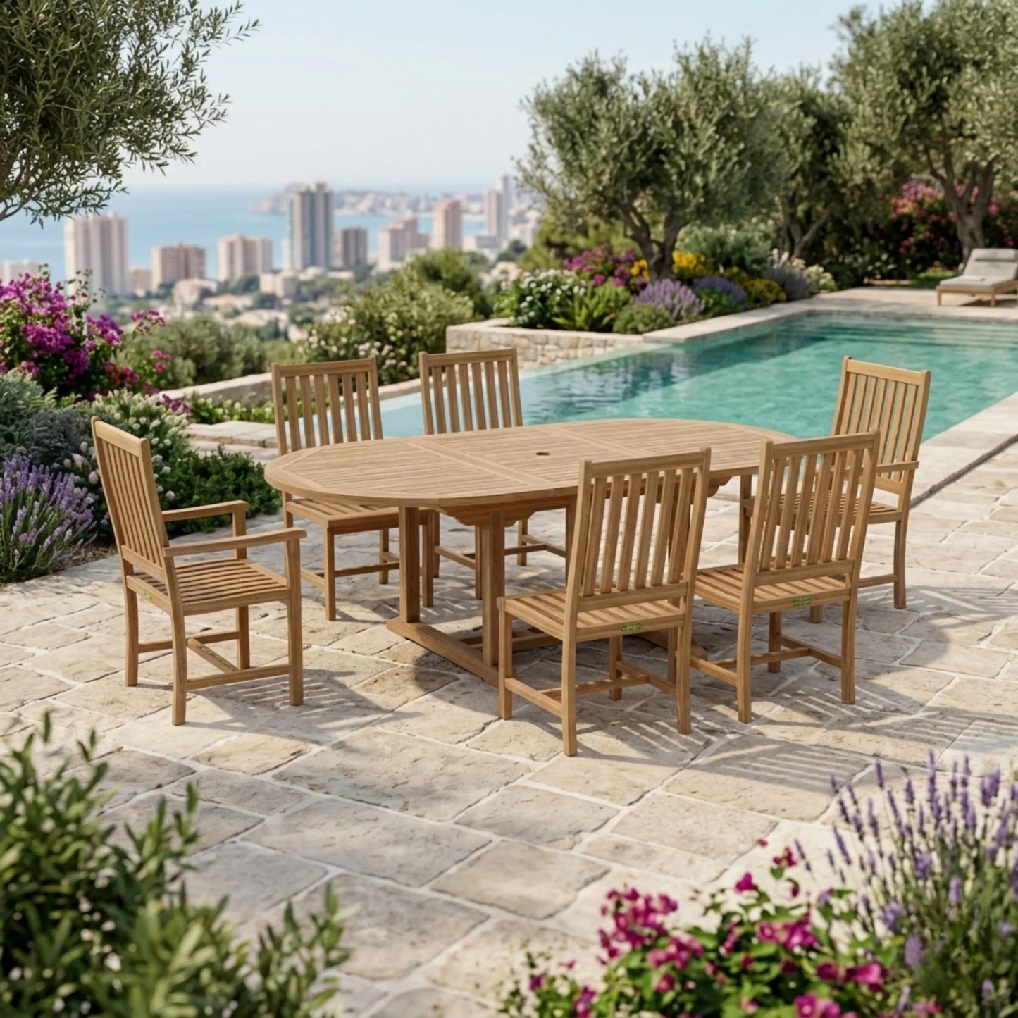 Anderson Teak Bahama Wilshire 7-Piece Oval Extension Dining Set