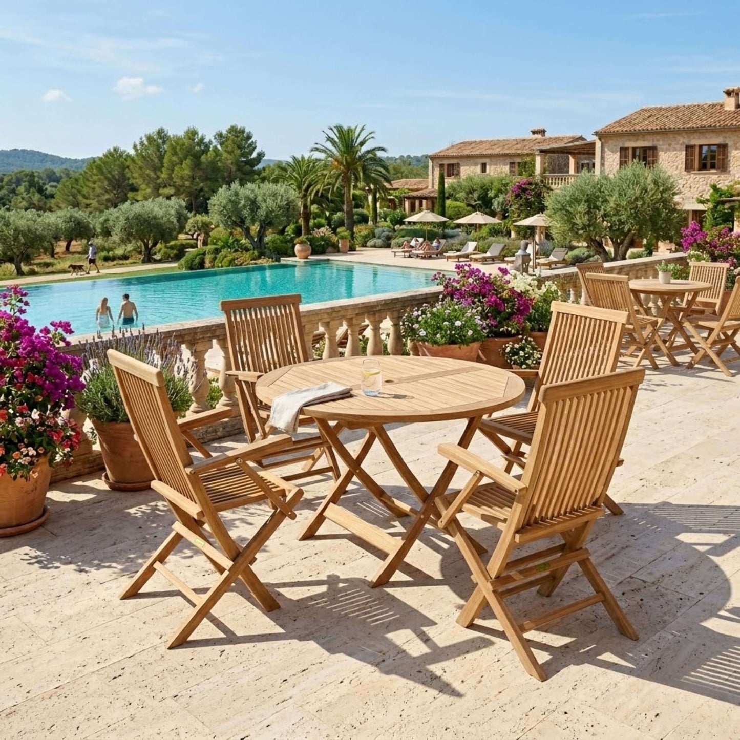 Anderson Teak Bahama Classic 5-Piece Folding Armchair Dining Set
