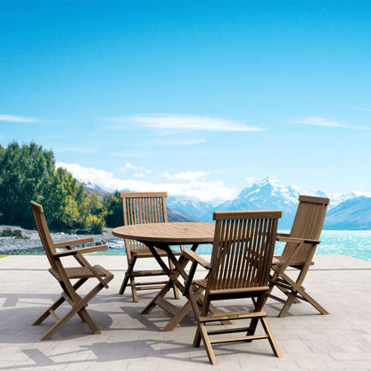 Anderson Teak Bahama Classic 5-Piece Folding Armchair Dining Set