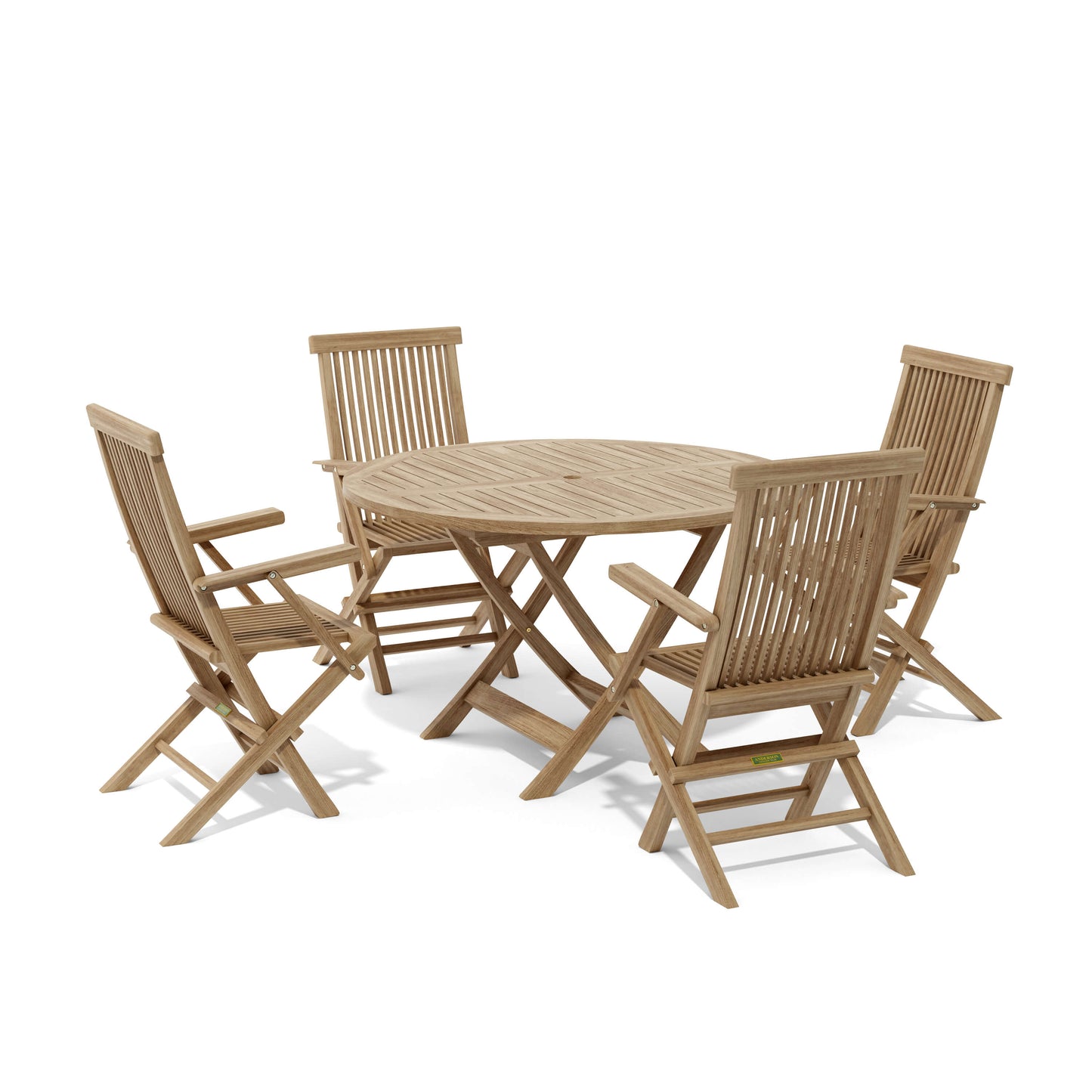 Anderson Teak Bahama Classic 5-Piece Folding Armchair Dining Set