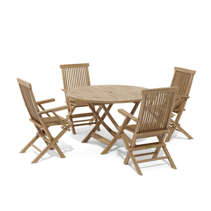 Anderson Teak Bahama Classic 5-Piece Folding Armchair Dining Set