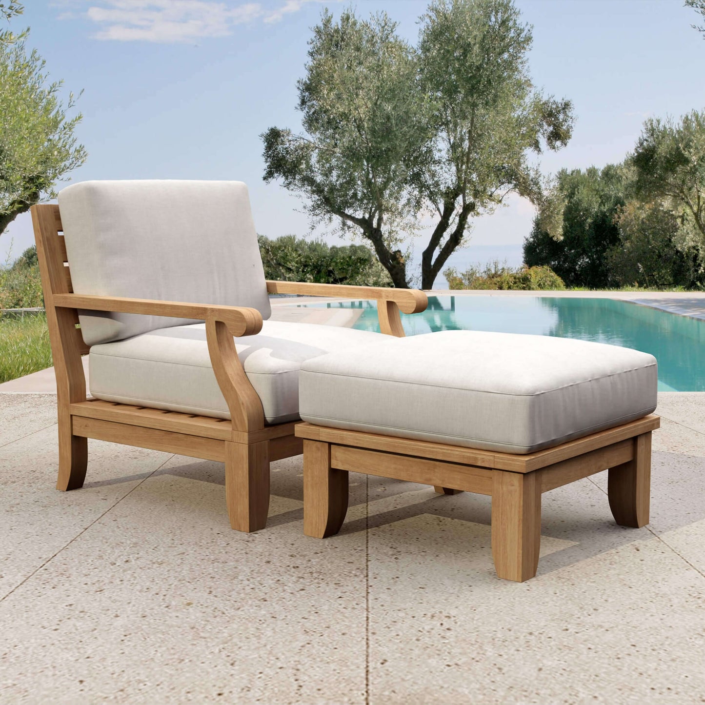 Anderson Teak Riviera Luxe Armchair & Ottoman Set