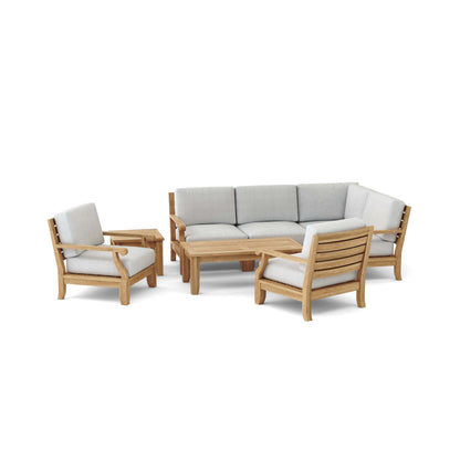 Anderson Teak Riviera Luxe 7-Piece Modular Sectional with Square Tables