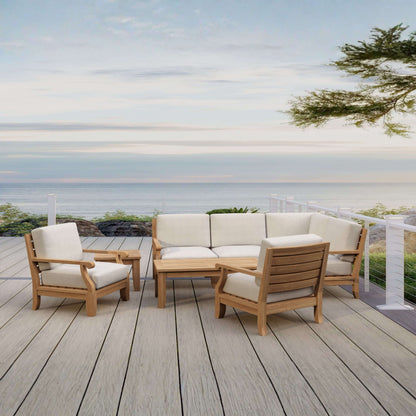 Anderson Teak Riviera Luxe 7-Piece Modular Sectional with Square Tables