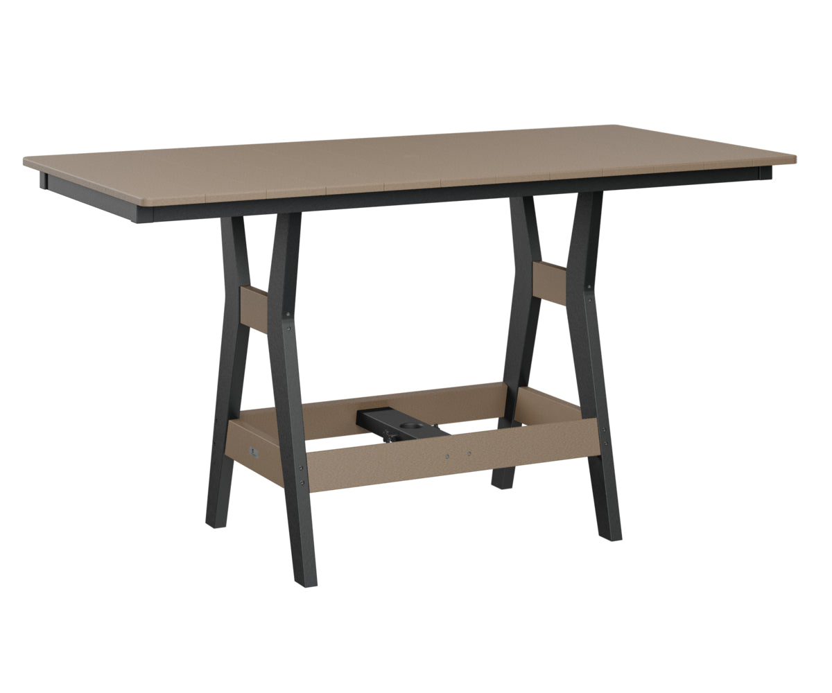 Berlin Gardens Harbor 33″ x 66″ Rectangular Bar Table in Weatherwood / Black