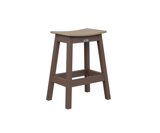 Berlin Gardens Saddle Counter Stool in Weatherwood / Chocolate Brown