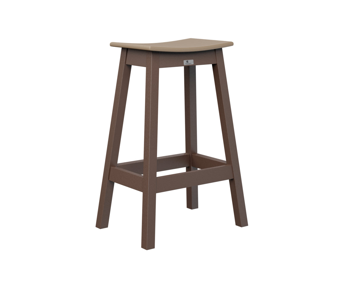 Berlin Gardens Saddle Bar Stool in Weatherwood / Chocolate Brown