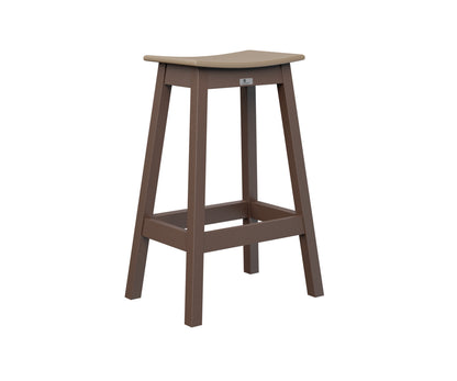 Berlin Gardens Saddle Bar Stool in Weatherwood / Chocolate Brown