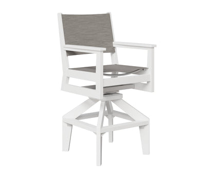Berlin Gardens Mayhew Sling Swivel Bar Chair — White frame