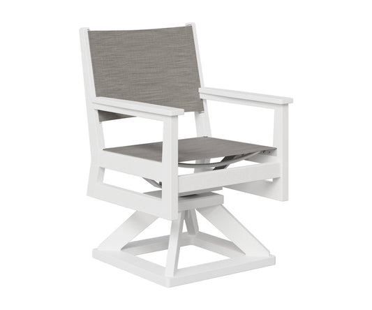 Berlin Gardens Mayhew Sling Swivel Rocker Dining Chair — White frame