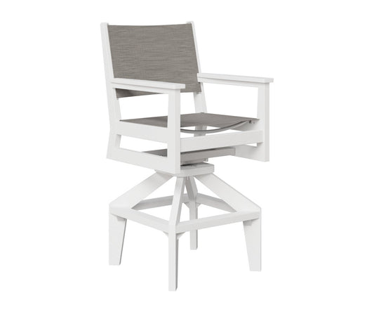 Berlin Gardens Mayhew Padded Sling Swivel Bar Chair — White frame