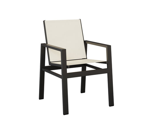 Berlin Gardens Vida Standard Sling Dining Chair — White sling on Matte Black frame