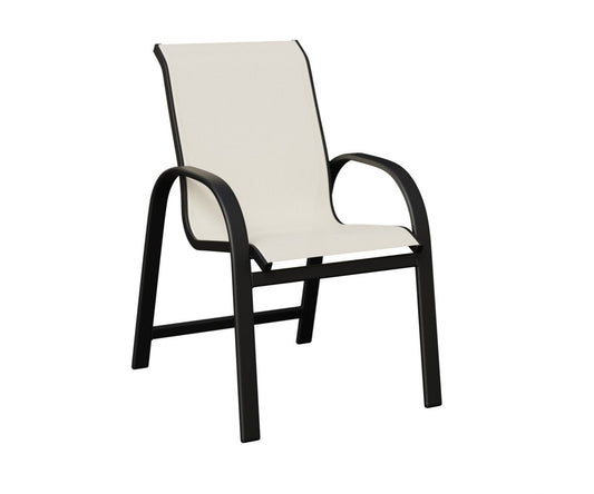 Berlin Gardens Murphy Padded Sling Dining Chair — White sling on Matte Black frame